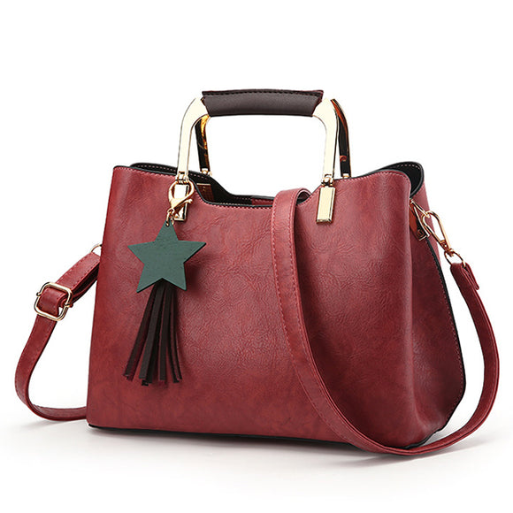 Women PU Leather Retro Tote Bag Elegant Handbag