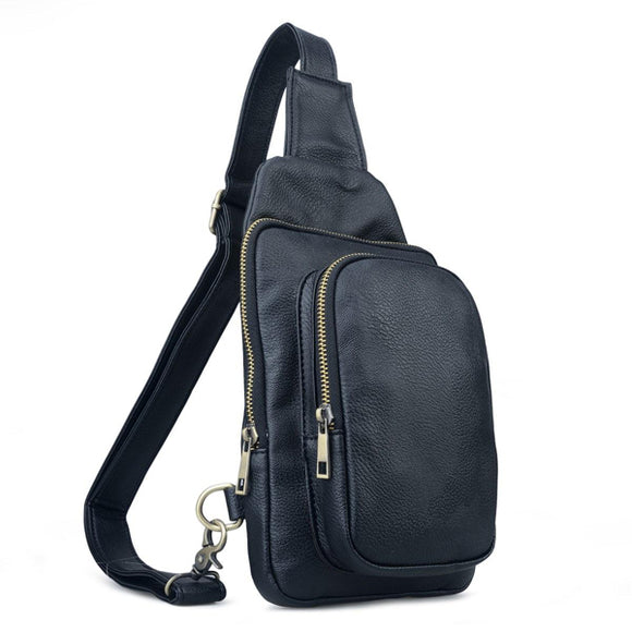 Men PU Business Casual Small Retro Black Coffee Shoulder Crossbody Bag