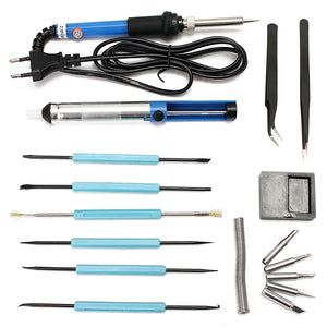 220V 60W 17pcs Adjustable Electric Soldering Iron Kit Electric Welding Repair Tools