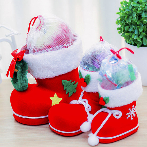 Christmas Candy Bag Santa Claus Boots Cute Holders 3 Size Festival Ornament Party Supplies For Even