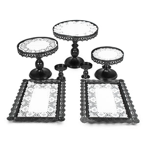 7PCS Round Revolving Cake Stand Pedestal Dessert Display Holder Wedding Party Decoration Fruits Tool Plates Stand