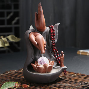 Hand Backflow Ceramic LED Incense Censer Burner Smoke Cones Holder