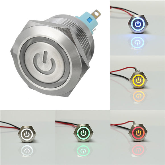 12V 6 Pin 22mm Push Button Momentary Switch with Led Light