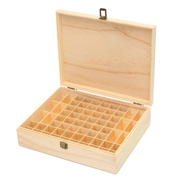 64 Slot Wooden Essential Oil Bottle Storage Box Aromatherapy Organizer Container Case