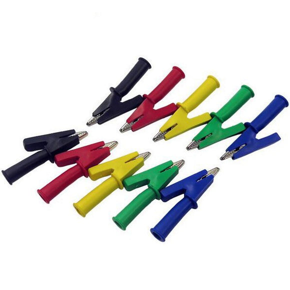 DANIU P2002 10Pcs 5 Color 100V 20A 4mm Banana Plug Crocodile Alligator Clips Safety Test Folders