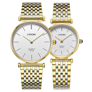 LONGBO 8973 Fashion Men Women Quartz Watch Casual Stainless Steel Strap Couple Watch