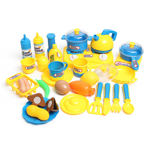 Kitchen Cooking Toys Tea-set Cutlery Pans Children Kids Pretend Developmental Play Gift