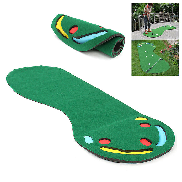 250x85cm Golf Putting Practice Mat Indoor 3 Holes Training Aid Equipment Non-skid Backing