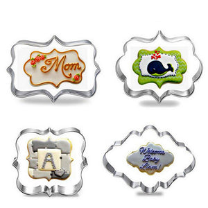 4pcs Blessing Wedding Frame Cookie Cutters 3D Biscuit Sugarcraft Kitchen Mould Baking Pastry Tools