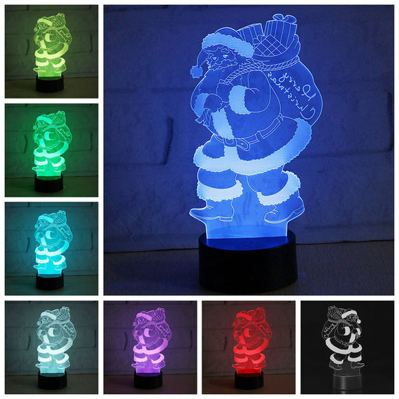 3D LED Colorful Christmas Santa Claus Touch Control Lamp Decor Gift Night Light