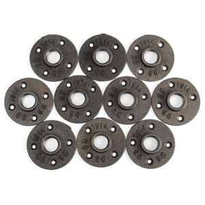 10pcs 3/4 Inch Flange Iron Malleable Threaded Floor Pipe Fittings Wall Mount Decor