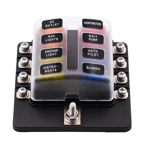 iMars 8 Way Fuse Box 12V 32V Circuit Standard Blade Block Holder Kit Car Caravan