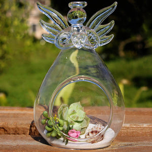 DIY Micro Landscape Hanging Angel Shape Glass Plant Vase Home Garden Party Decoration