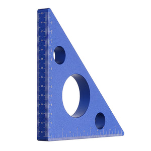 Blue Aluminum Alloy  90 Degrees Height Ruler Metric Inch Woodworking Triangular Ruler