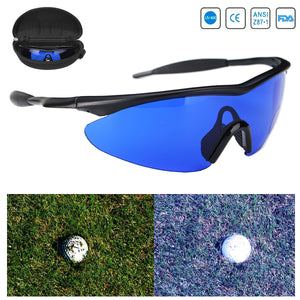 Golf Ball Finder Locating Glasses Blue Lens Less Straining Sunglasses Goggles with Box