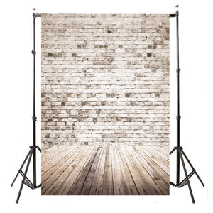 5x7FT Retro White Grey Brick Wall Wood Photography Background Valentine Backdrop Decorations