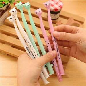 Cute Cat Black Gel Ink Roller Ball Point Pen for School Office