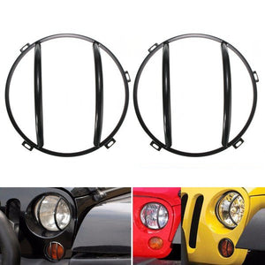 2pcs Headlight Iron Cover Turn Signal Light GrillE-mounted For Jeep Wrangler JK 2007-2015