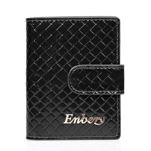 Genuine Leather RFID Hasp Card Holder Quilted Business Name Case Short Wallet