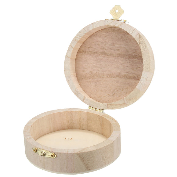 Round Wooden Box Organizer Storage Craft Case for Handicraft Jewelry Gadgets