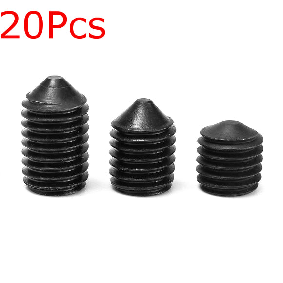 20Pcs Black 12.9 Grade M10 HEX Socket Set Core Point Grub Screws