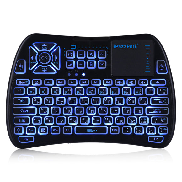 iPazzPort KP-810-61-RGB Russian Three Color Backlit Mini Keyboard Touchpad Airmouse