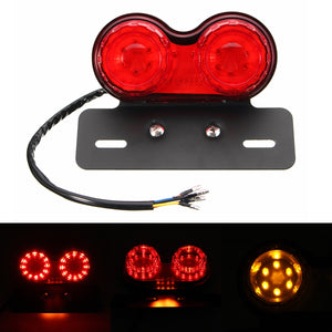 LED License Plate Brake Tail Turn Signal Dual Light For Motorcycle Bobber Cafe