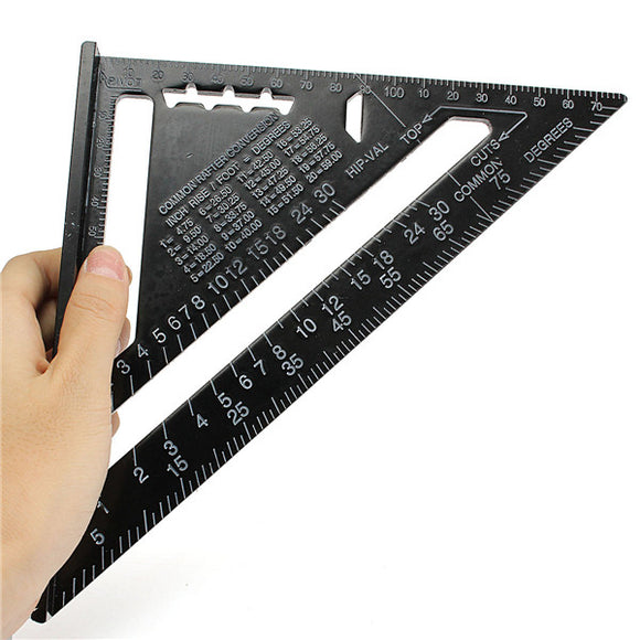 Raitool AR01 260x185x185mm Metric Aluminum Alloy Triangle Ruler Black Triangular Rule