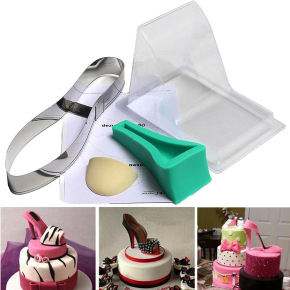 High Heel Shoe Kit Pan Silicone Fondant Mould Wedding Cake Decorating Template Mold