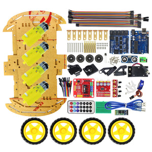 Upgrated Multifunction bluetooth Controlled 4WD UNO R3 Starter DIY Chassis Car Kit for Arduino