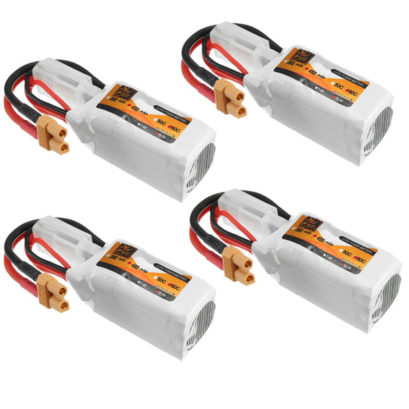 4Pcs ZOP Power 11.1V 450mAh 35C 3S Lipo Battery XT30 Plug