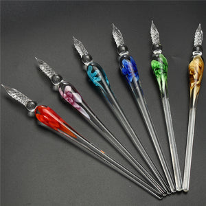 Ink Dip Pen Glass Crystal Creative Elegant Vintage Style Art Gift Office School Stationery Supplies