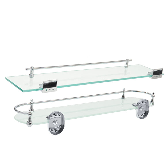 52cm Glass Bathroom Shelf Bath Storage Rectangle Ellipse Shelf Corner Rack Wall Mounted Bracket