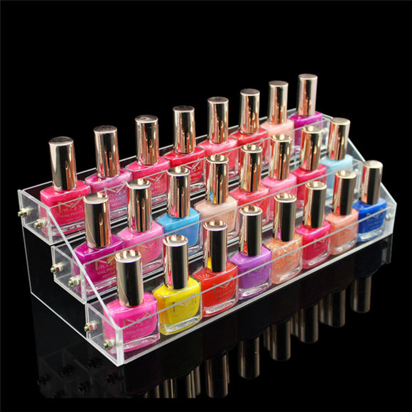 3 Tiers Clear Acrylic Nail Polish Lipstick Display Stand Holder Makeup Organizer Rack