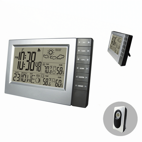 DD-8718E Wireless Digital Thermometer Hygrometer Sauna Temperature Alarm Clock 1Transmitter