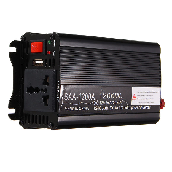 Solar Power Inverter 1200W Peak 12V DC To 220V AC Modified Sine Wave Converter