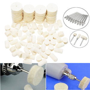 86pcs Wool Felt Polishing Buffing Waxing Pad Wheel Shank Set Conical Point Tools