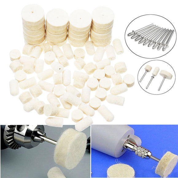 86pcs Wool Felt Polishing Buffing Waxing Pad Wheel Shank Set Conical Point Tools