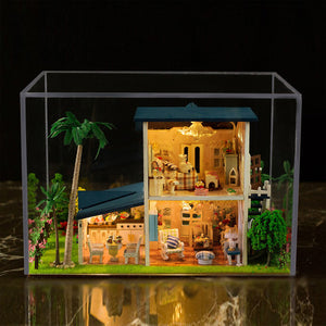 iie create 130-15 Leisurely Stay DIY Dollhouse With Furniture Light Cover Miniature Model Gift Decor