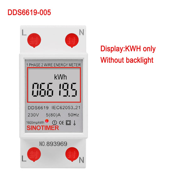 SINOTIMER DDS6619-005 230V Household intelligent Single-phase Rail Type2P Electric Energy Meter