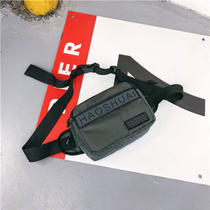 Men Nylon Multi-function Chest Bag Solid Casual Waist Bag Travel Crossbody Bag For Men