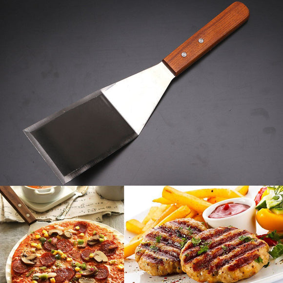 2971.5cm Stainless Steel Spatula Scrapers Pancake Shovel Turner Scoop With Wooden Handle