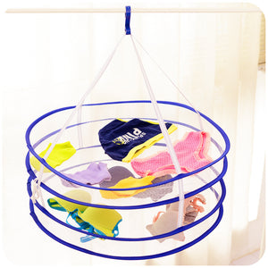 2 Layers Clothes Drying Rack Drying Laundry Bag Folding Hanging Hanger Clothes Laundry Basket