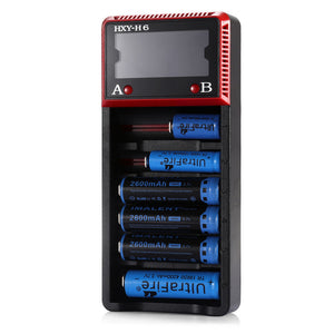 HXY-H6 6 Slot LCD Screen Smart Adjustable Charger 18650 17500 AA Li-ion / Ni-mh Battery Charger