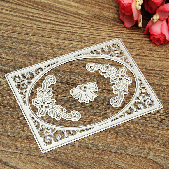 4 in 1 8x11.3cm Frame Flower Bowknot Scrapbook Photo Album Paper Work Card DIY Cutting Dies