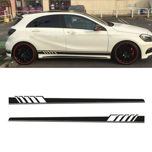 2Pcs 220x11.5cm Long Stripe Graphics Car Stickers Off-Road Side Body Vinyl Decals Black