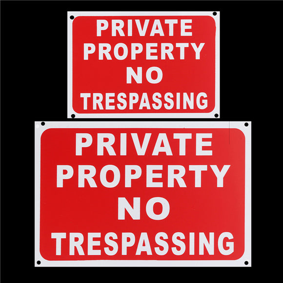 Private Property No Trespassing Plastic Stickers Security Signs Decal 2 Sizes