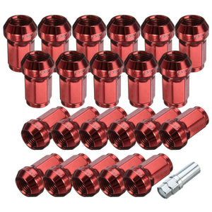 20pcs M12x1.25MM Red Steel Tuner Wheel Lug Nut with Locking Key