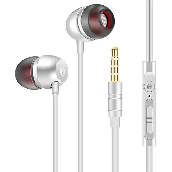 AUGIENB 3.5mm Wired Control Earphone 4D Stereo Bass In-ear Earbuds with Mic for iPhone Xiaomi Huawei
