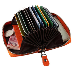 Genuine Leather Zipper 19 Card Holder Women Portable Short Purse Coin Bags